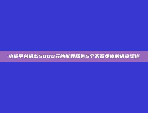 小贷平台借款5000元的推荐精选5个不看负债的借贷渠道