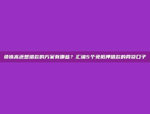 负债高还想借款的方案有哪些？汇编5个免抵押借款的网贷口子