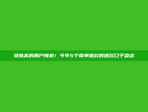 负债高的用户良机！今年5个简单借款的借款口子盘点