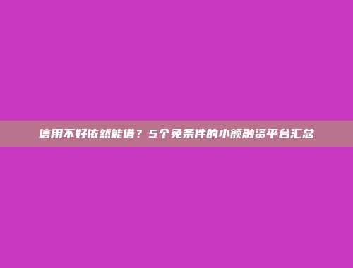 信用不好依然能借？5个免条件的小额融资平台汇总