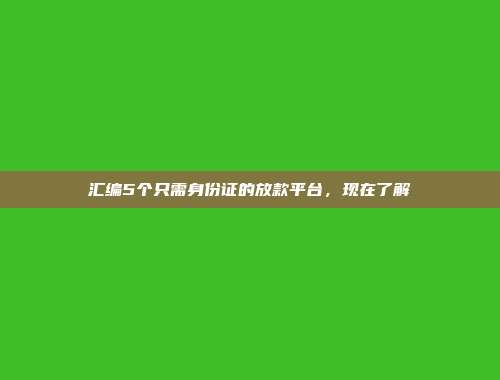 汇编5个只需身份证的放款平台，现在了解