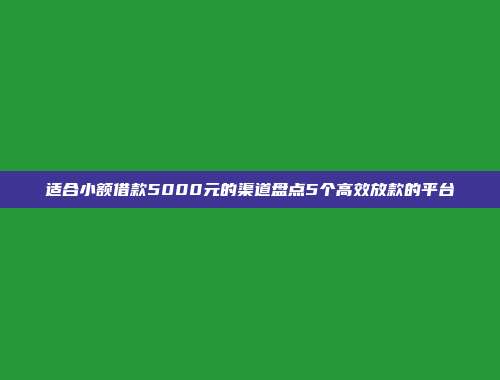 适合小额借款5000元的渠道盘点5个高效放款的平台