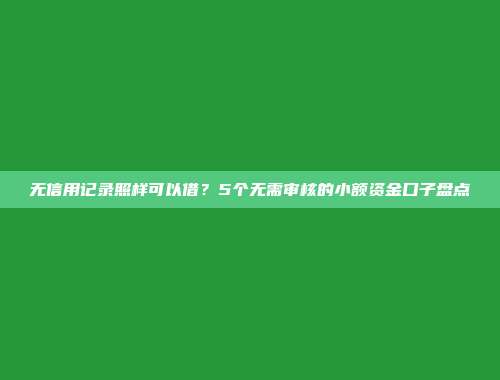 无信用记录照样可以借？5个无需审核的小额资金口子盘点