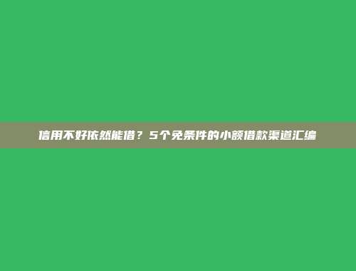 信用不好依然能借？5个免条件的小额借款渠道汇编