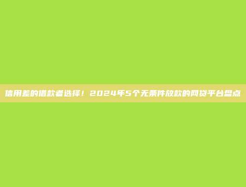 信用差的借款者选择！2024年5个无条件放款的网贷平台盘点