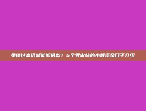 负债过高仍然能够借款？5个零审核的小额资金口子介绍