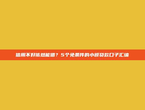 信用不好依然能借？5个免条件的小额贷款口子汇编