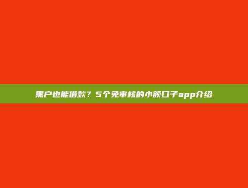 黑户也能借款？5个免审核的小额口子app介绍