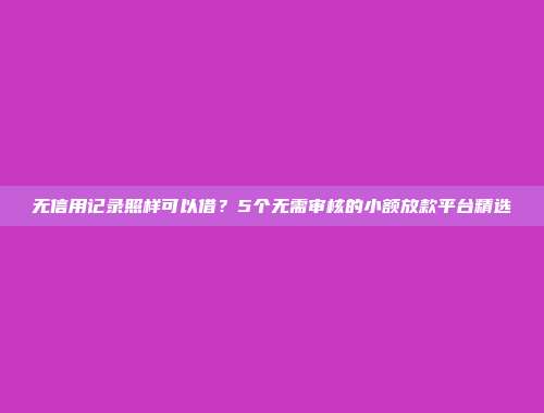 无信用记录照样可以借？5个无需审核的小额放款平台精选