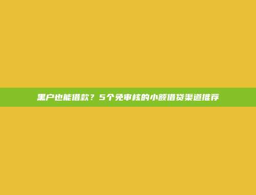 黑户也能借款？5个免审核的小额借贷渠道推荐