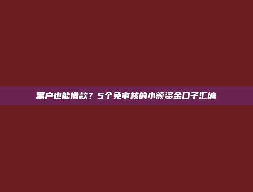 黑户也能借款？5个免审核的小额资金口子汇编