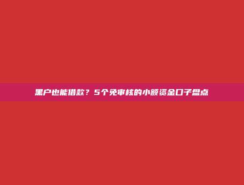 黑户也能借款？5个免审核的小额资金口子盘点