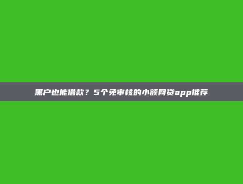 黑户也能借款？5个免审核的小额网贷app推荐