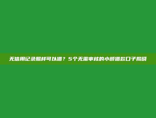 无信用记录照样可以借？5个无需审核的小额借款口子揭晓