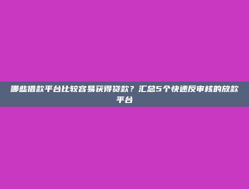 哪些借款平台比较容易获得贷款？汇总5个快速反审核的放款平台