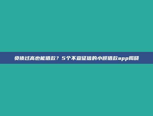 负债过高也能借款？5个不查征信的小额借款app揭晓