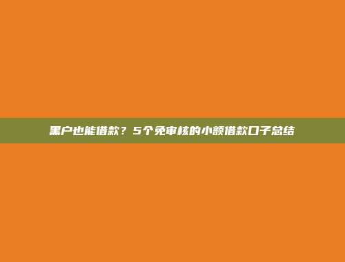 黑户也能借款？5个免审核的小额借款口子总结