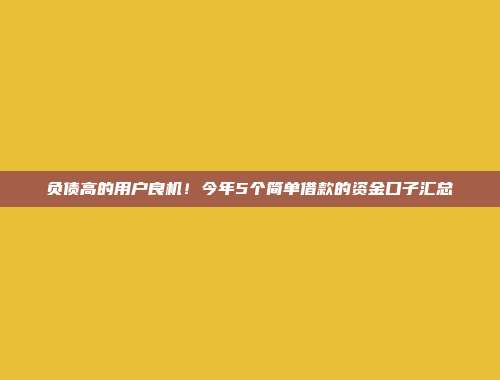 负债高的用户良机！今年5个简单借款的资金口子汇总