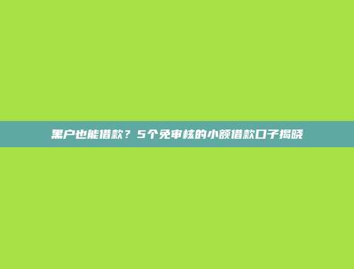 黑户也能借款？5个免审核的小额借款口子揭晓