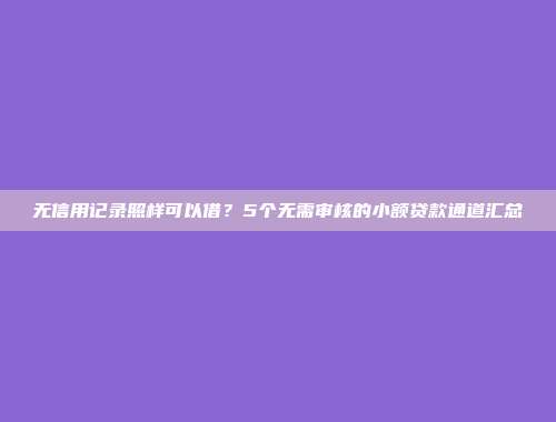 无信用记录照样可以借？5个无需审核的小额贷款通道汇总