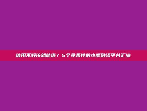 信用不好依然能借？5个免条件的小额融资平台汇编