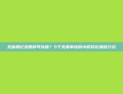 无信用记录照样可以借？5个无需审核的小额贷款通道介绍