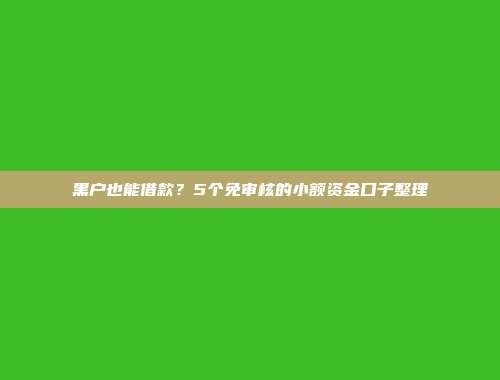 黑户也能借款？5个免审核的小额资金口子整理