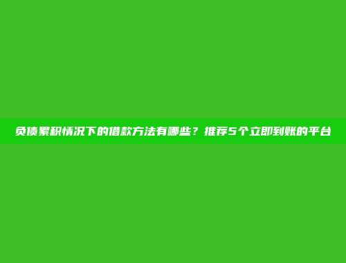 负债累积情况下的借款方法有哪些？推荐5个立即到账的平台