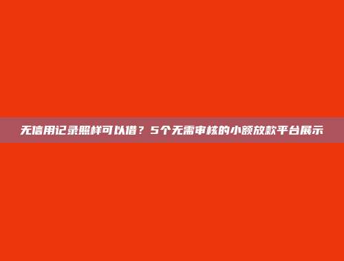 无信用记录照样可以借？5个无需审核的小额放款平台展示