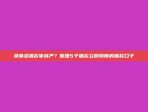 负债多借款审核严？整理5个借款立即到帐的借款口子