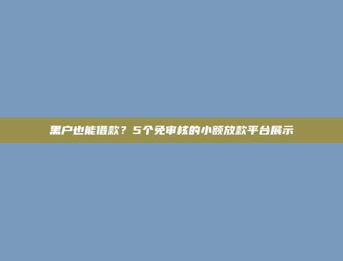 黑户也能借款？5个免审核的小额放款平台展示