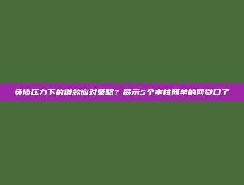 负债压力下的借款应对策略？展示5个审核简单的网贷口子