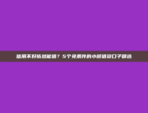 信用不好依然能借？5个免条件的小额借贷口子精选