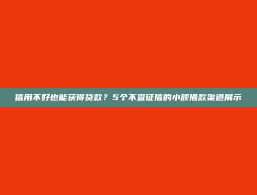 信用不好也能获得贷款？5个不查征信的小额借款渠道展示