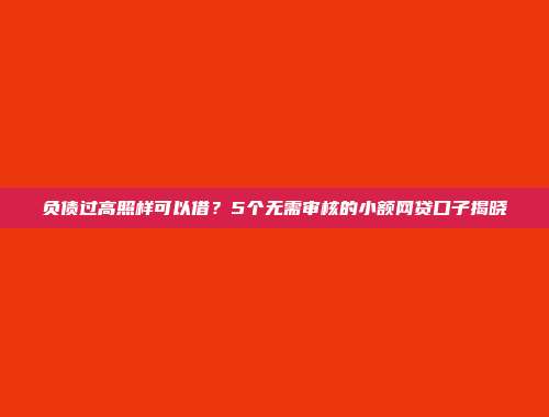 负债过高照样可以借？5个无需审核的小额网贷口子揭晓