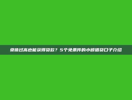 负债过高也能获得贷款？5个免条件的小额借贷口子介绍