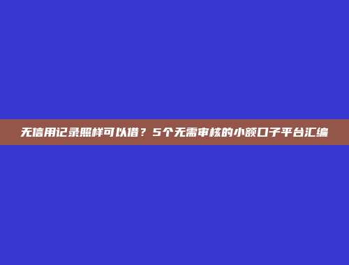 无信用记录照样可以借？5个无需审核的小额口子平台汇编