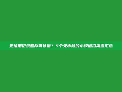 无信用记录照样可以借？5个免审核的小额借贷渠道汇总