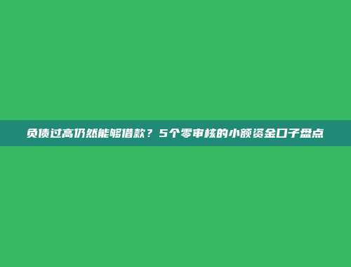 负债过高仍然能够借款？5个零审核的小额资金口子盘点