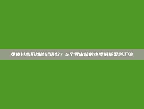 负债过高仍然能够借款？5个零审核的小额借贷渠道汇编