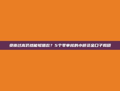 负债过高仍然能够借款？5个零审核的小额资金口子揭晓