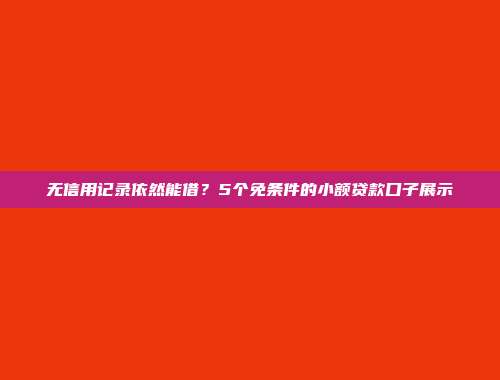 无信用记录依然能借？5个免条件的小额贷款口子展示