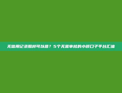 无信用记录照样可以借？5个无需审核的小额口子平台汇编