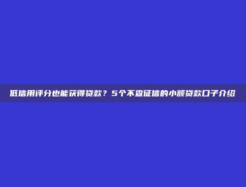 低信用评分也能获得贷款？5个不查征信的小额贷款口子介绍