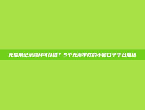 无信用记录照样可以借？5个无需审核的小额口子平台总结