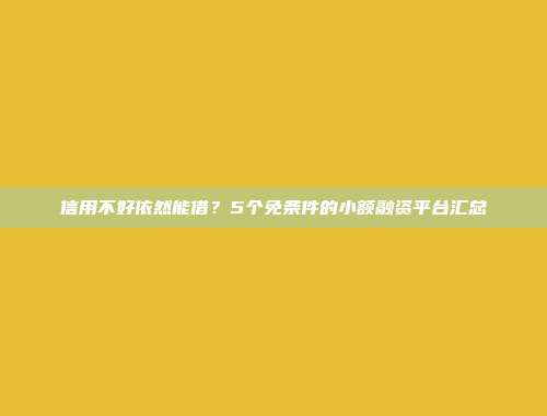 信用不好依然能借？5个免条件的小额融资平台汇总