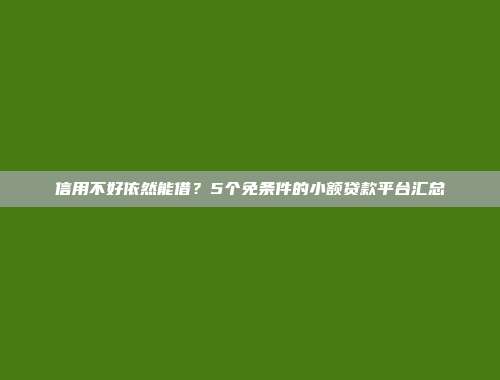 信用不好依然能借？5个免条件的小额贷款平台汇总