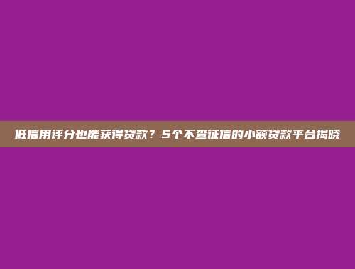 低信用评分也能获得贷款？5个不查征信的小额贷款平台揭晓