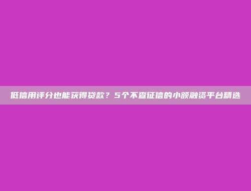 低信用评分也能获得贷款？5个不查征信的小额融资平台精选