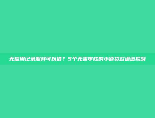 无信用记录照样可以借？5个无需审核的小额贷款通道揭晓